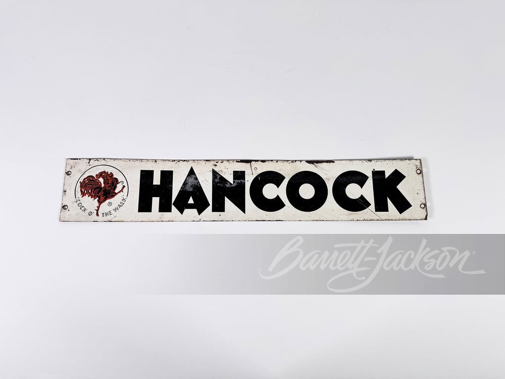 CIRCA 1940S-50S HANCOCK GASOLINE TIN SIGN