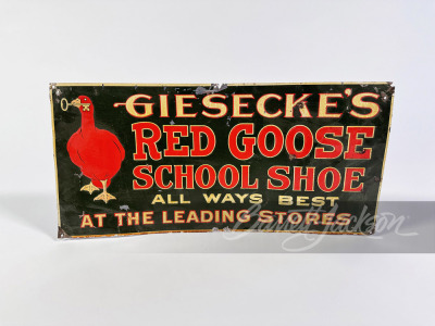 CIRCA 1920 RED GOOSE SCHOOL SHOE EMBOSSED SIGN