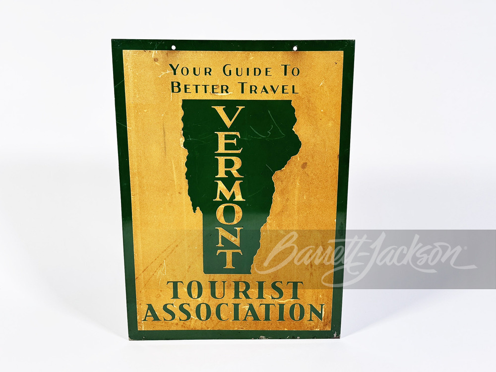 CIRCA 1930S-40S VERMONT TOURIST ASSOCIATION TIN SIGN