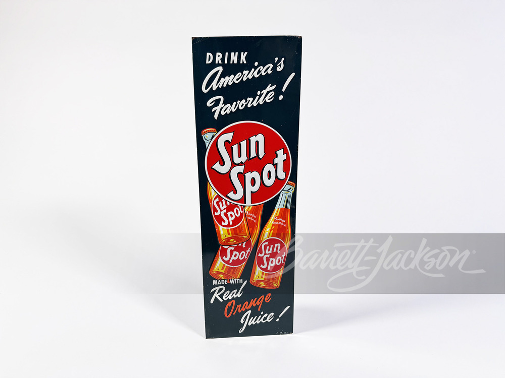 CIRCA 1940S SUN SPOT ORANGE SODA EMBOSSED TIN SIGN