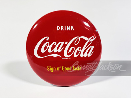 1950S COCA-COLA TIN BUTTON SIGN