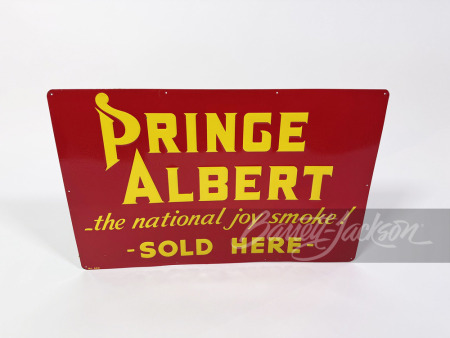 1940S PRINCE ALBERT SMOKING TOBACCO EMBOSSED TIN SIGN