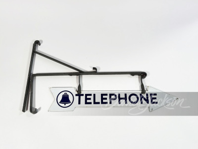 1930S-40S "TELEPHONE" PORCELAIN ARROW SIGN - 2