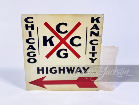 1920S CHICAGO-KANSAS CITY HIGHWAY EMBOSSED TIN SIGN