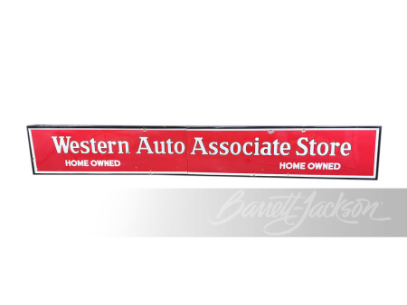 1930S LARGE TWO-PIECE PORCELAIN WESTERN AUTO STORES SIGN