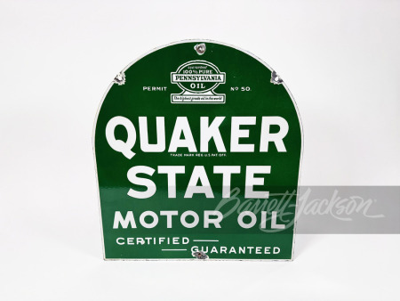 1930S QUAKER STATE MOTOR OIL PORCELAIN SIGN