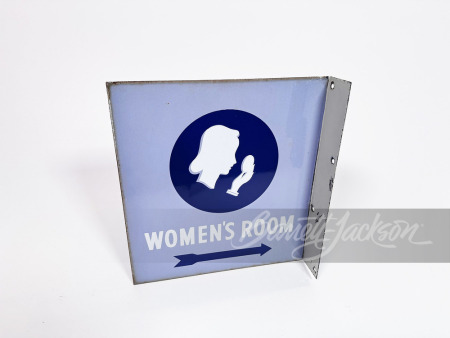 1950S UNION 76 OIL "WOMEN'S ROOM" PORCELAIN FLANGE SIGN