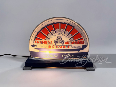 1930S FARMERS AUTOMOBILE INSURANCE LIGHT-UP SIGN