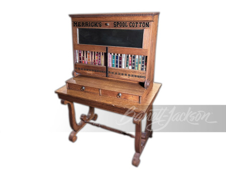 TURN-OF-THE-CENTURY MERRICK'S SPOOLS WOODEN DISPLAY CABINET