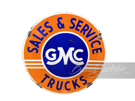 CIRCA LATE 1940S-EARLY '50S GMC TRUCKS PORCELAIN SIGN