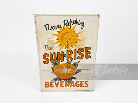 LATE 1950S SUNRISE ORANGE BEVERAGES TIN SIGN