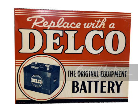 1954 DELCO BATTERY TIN SIGN