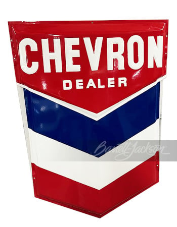 1950S CHEVRON GASOLINE PORCELAIN SIGN