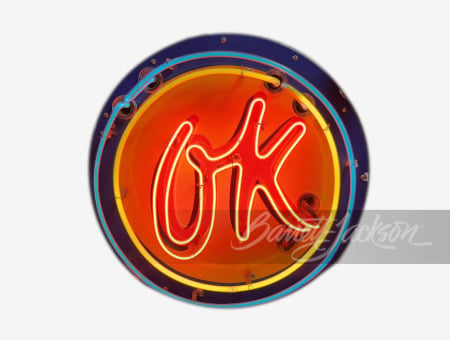 1950S CHEVROLET OK USED CARS NEON PORCELAIN SIGN