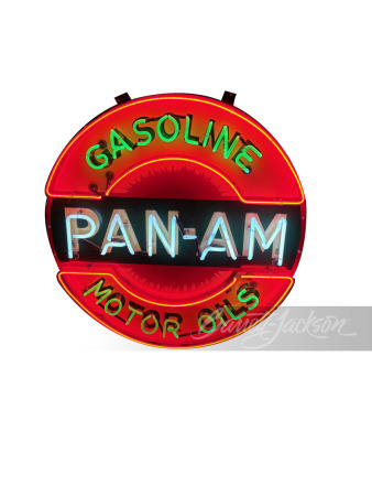 1950S PAN-AM GASOLINE PORCELAIN WITH ANIMATED NEON SIGN