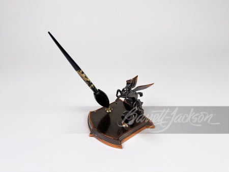 1930S-40S MOBIL OIL CAST-BRONZE DESKTOP PEN HOLDER