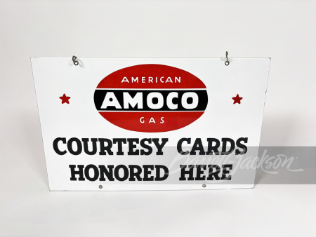 1950S AMOCO AMERICAN GAS COURTESY CARDS PORCELAIN SIGN