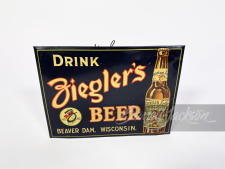 LATE 1920S-EARLY '30S ZIEGLER'S BEER TIN LITHO SIGN