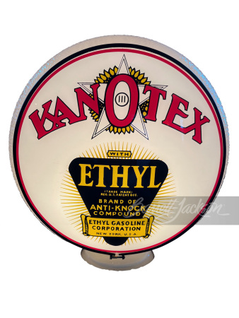 CIRCA LATE 1930S KAN-O-TEX ETHYL GAS PUMP GLOBE