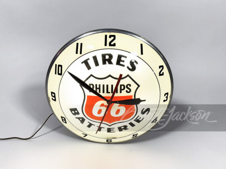 LATE 1950S-60S PHILLIPS 66 DOUBLE-BUBBLE LIGHT-UP CLOCK