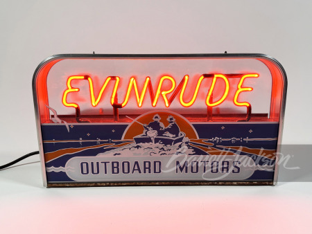 1940S EVINRUDE OUTBOARD MOTORS GLASS-FACED NEON SIGN