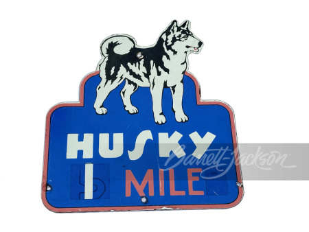 1950S-60S HUSKY OIL TIN-PAINTED MILEAGE SIGN