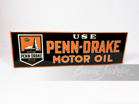 EARLY 1930S PENN-DRAKE MOTOR OIL EMBOSSED TIN SIGN