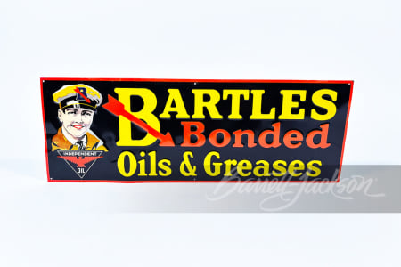 1920S BARTLES OILS & GREASES EMBOSSED TIN SIGN