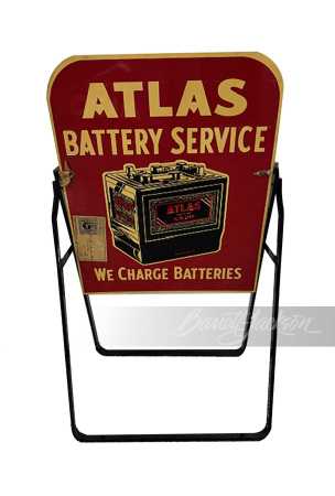 LATE 1940S STANDARD ATLAS BATTERY SERVICE TIN CURB SIGN