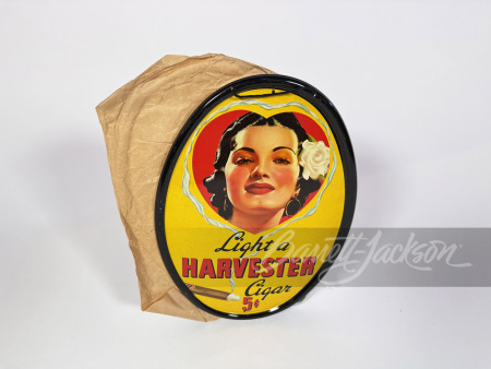 1930S HARVESTER CIGAR TIN LITHO SIGN