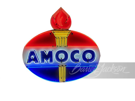 1950S AMOCO OIL PORCELAIN WITH ANIMATED NEON SIGN