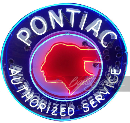 1950S PONTIAC AUTHORIZED SERVICE PORCELAIN WITH ANIMATED NEON SIGN