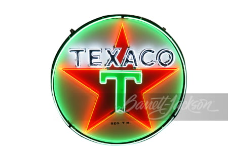 1950S TEXACO OIL PORCELAIN SIGN WITH ANIMATED NEON