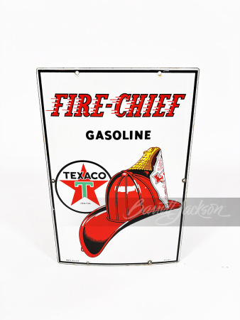 1947 TEXACO FIRE CHIEF GASOLINE PORCELAIN PUMP PLATE SIGN