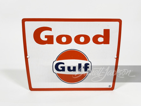 LATE 1950S-EARLY '60S GOOD GULF GASOLINE PORCELAIN PUMP PLATE SIGN