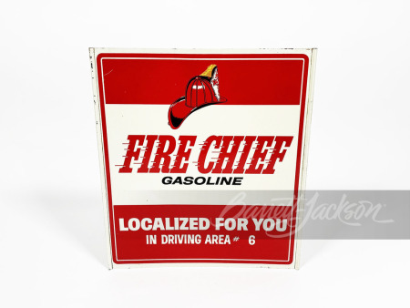 CIRCA EARLY 1960S TEXACO FIRE CHIEF GASOLINE TIN SIGN