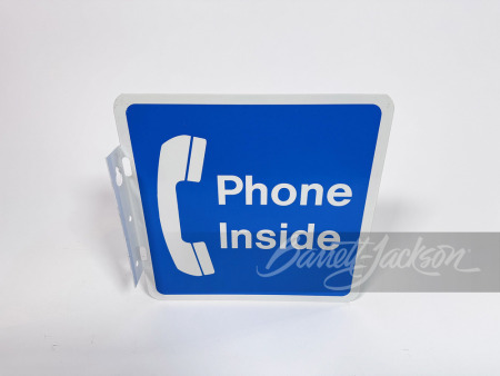 LATE 1970S - EARLY '80S "PHONE INSIDE" TIN SIGN