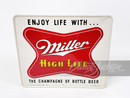 1954 MILLER HIGH LIFE BEER EMBOSSED TIN SIGN