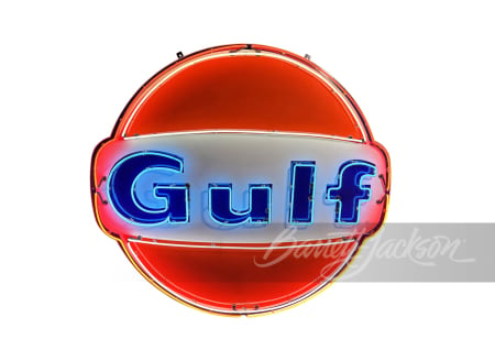 1967 GULF OIL PORCELAIN WITH ANIMATED NEON SIGN