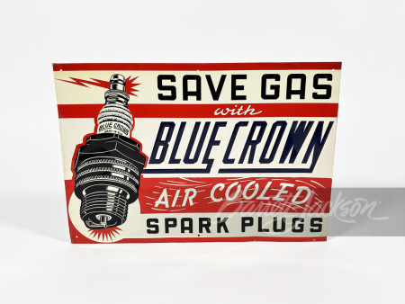 BLUE CROWN AIR COOLED SPARK PLUGS EMBOSSED TIN SIGN