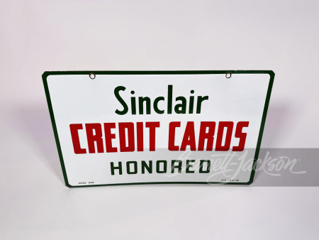 1953 SINCLAIR OIL CREDIT CARDS PORCELAIN SIGN