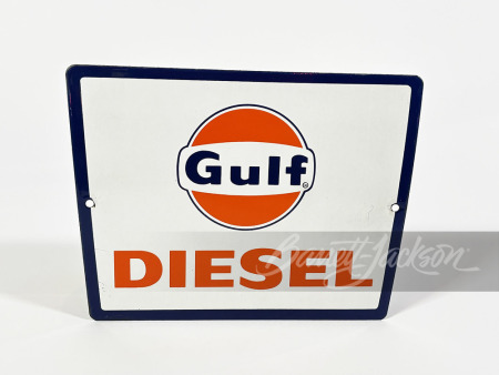 VINTAGE LATE 1950S-EARLY '60S GULF DIESEL FUEL PORCELAIN PUMP PLATE SIGN