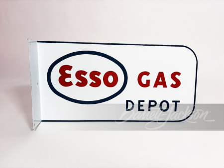 OVERSIZED CIRCA 1950S ESSO GAS DEPOT PORCELAIN FLANGE SIGN