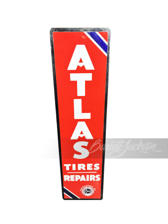 CIRCA 1940S STANDARD OIL ATLAS TIRES/REPAIRS PORCELAIN SIGN