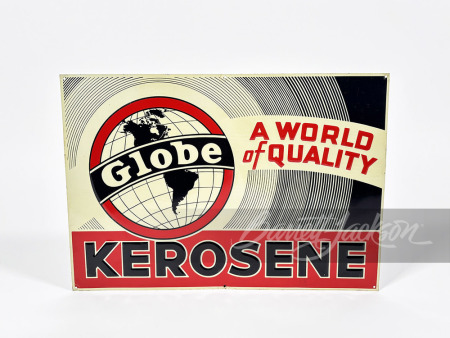 1930S GLOBE OIL KEROSENE EMBOSSED SIGN