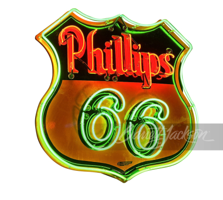 1930S-40S PHILLIPS 66 EMBOSSED PORCELAIN NEON SIGN