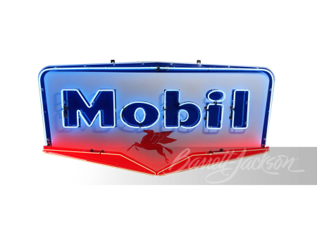 LARGE 1956 MOBIL OIL PORCELAIN WITH ANIMATED NEON SIGN