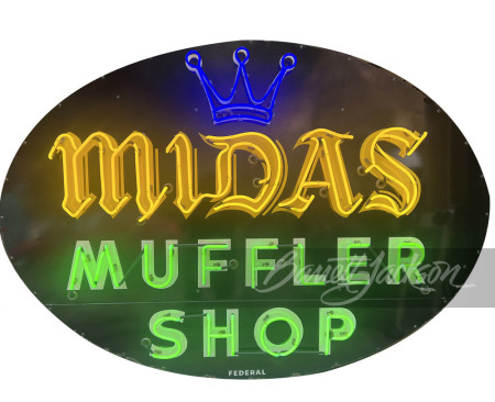 LARGE 1950S MIDAS MUFFLER SHOP NEON PORCELAIN SIGN