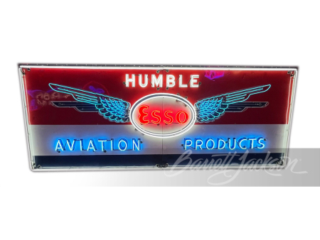 LARGE 1950s ESSO AVIATION PORCELAIN WITH NEON SIGN