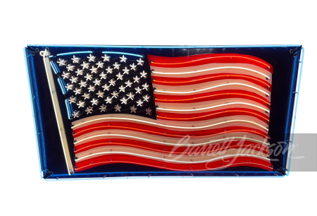 1950S AMERICAN FLAG PORCELAIN WITH ANIMATED NEON SIGN